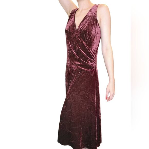 Vintage 90s Jacalyn Bennett Red Wine Velvet Dress - XL - Picture 3 of 8